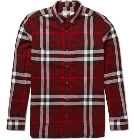 brit button down collar checked cotton flannel shirt