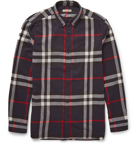 brit slim fit checked cotton flannel shirt