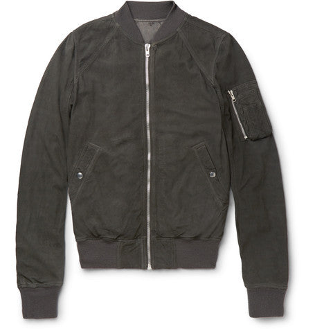 blistered suede bomber jacket