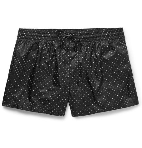 short length polka dot swim shorts