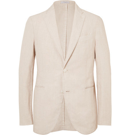 stone slim fit linen suit jacket