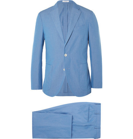 blue slim fit cotton suit
