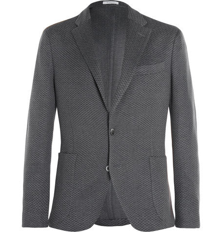 grey slim fit woven cotton blazer