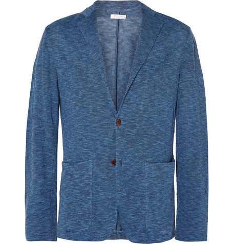 slim fit knitted linen blazer