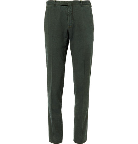 green slim fit stretch cotton corduroy suit trousers