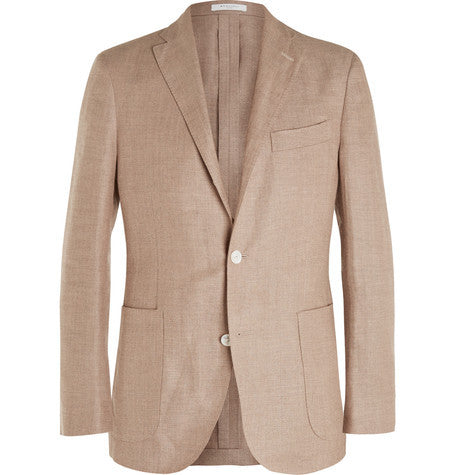 beige dover slim fit linen and wool blend hopsack blazer