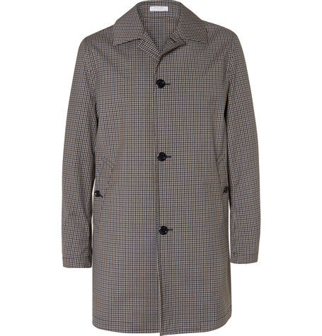 checked cotton ripstop trench coat