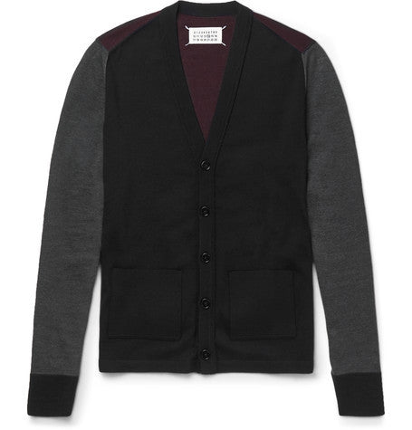 colour block wool cardigan