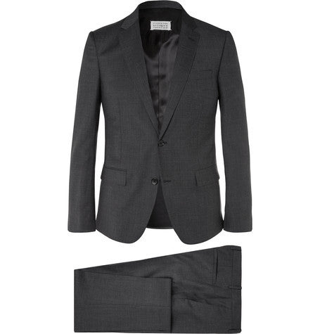 dark grey slim fit puppytooth wool suit