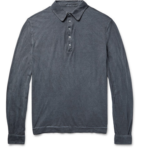 slim fit garment dyed cotton jersey polo shirt