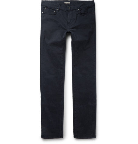 slim fit stretch cotton twill trousers