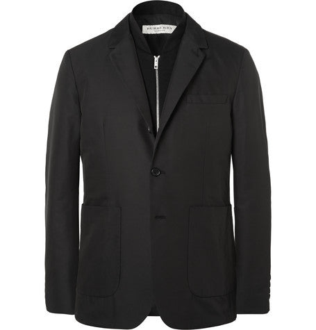 london black slim fit shell blazer with detachable wool gilet