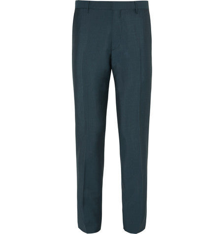 london petrol slim fit wool and mohair blend trousers
