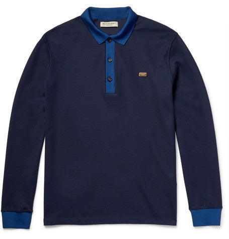 london contrast trimmed cotton pique polo shirt