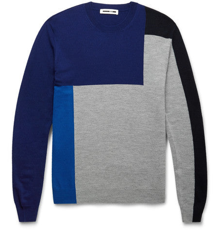 colour block wool sweater