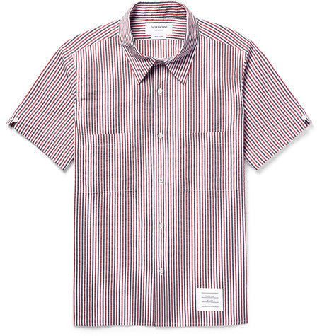 slim fit striped seersucker shirt