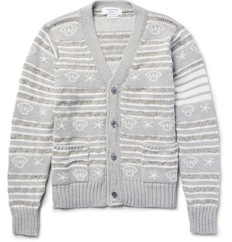 intarsia cotton  wool and mohair blend cardigan