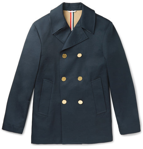 slim fit cotton gabardine peacoat