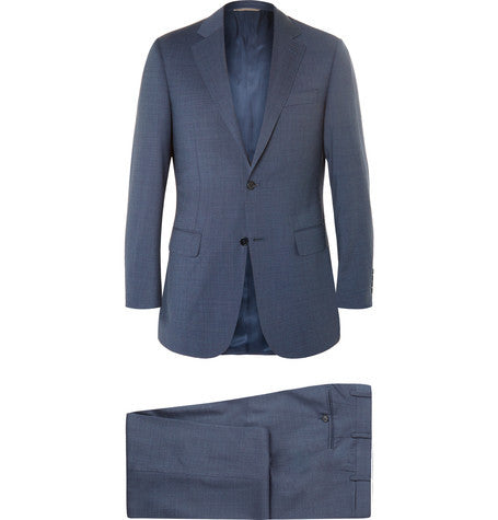 blue slim fit super 130s wool suit