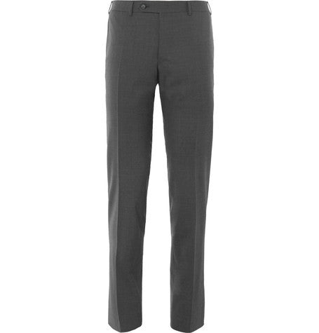 straight leg stretch wool trousers