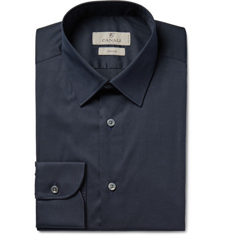navy cotton poplin shirt