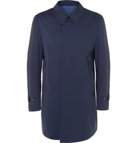 reversible wool twill raincoat