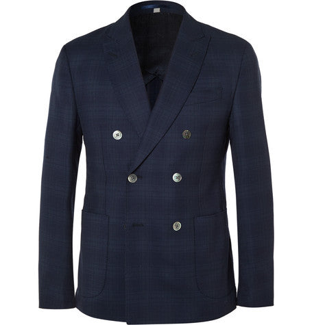 navy slim fit double breasted wool blazer