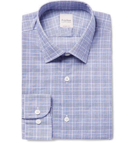 slim fit prince of wales checked cotton shirt