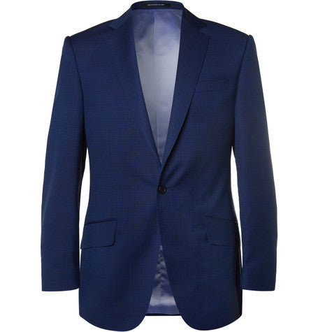 navy slim fit basketweave wool suit jacket