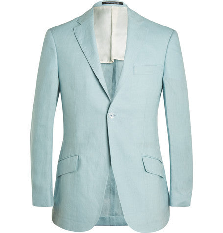 pale blue irish linen suit jacket