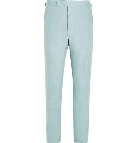 pale blue irish linen trousers