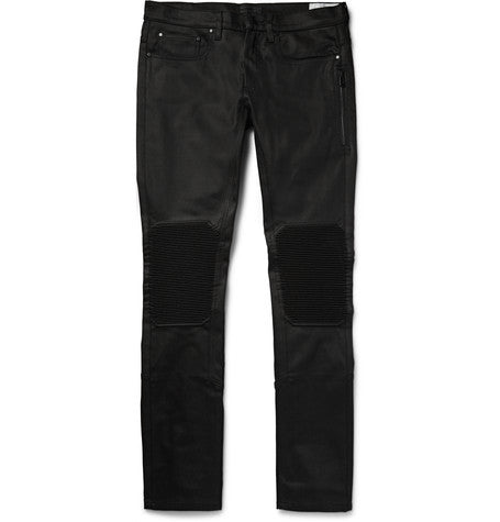 blackrod coated stretch denim biker jeans