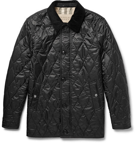 brit gransworth leather and corduroy trimmed quilted shell jacket