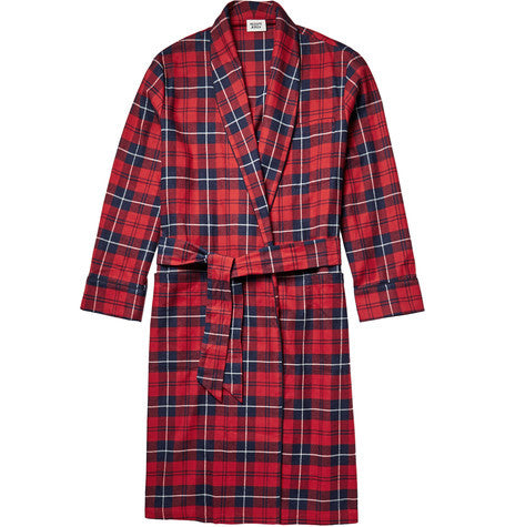 checked cotton flannel robe