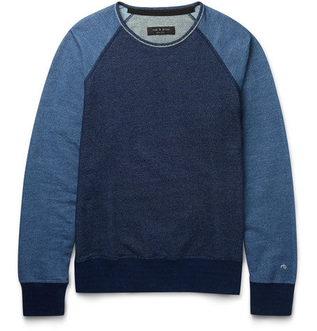 slim fit colour block loopback cotton jersey sweatshirt