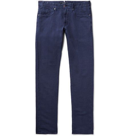 chinolino slim fit linen blend twill trousers