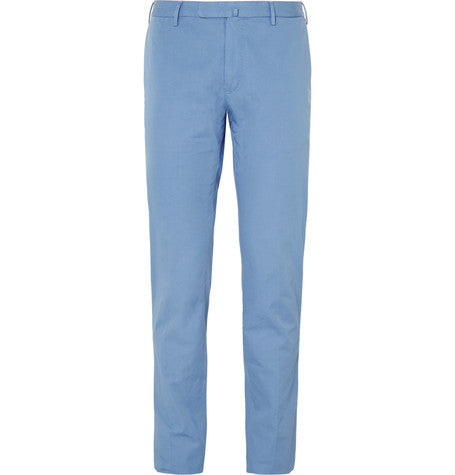 slim fit brushed cotton twill trousers