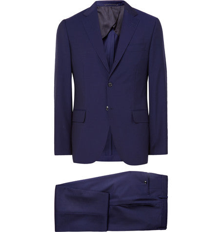 navy slim fit wool and mohair blend suit