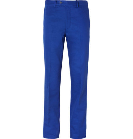 blue cotton twill trousers