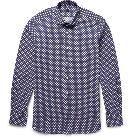 polka dot printed cotton poplin shirt