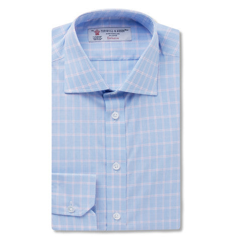 blue slim fit checked cotton shirt