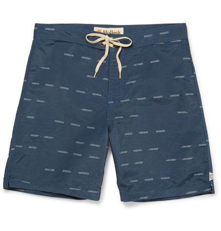 ogden long length printed cotton blend swim shorts