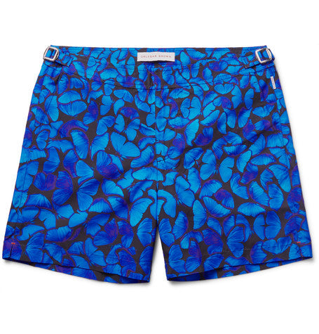 bulldog butterfly print mid length swim shorts