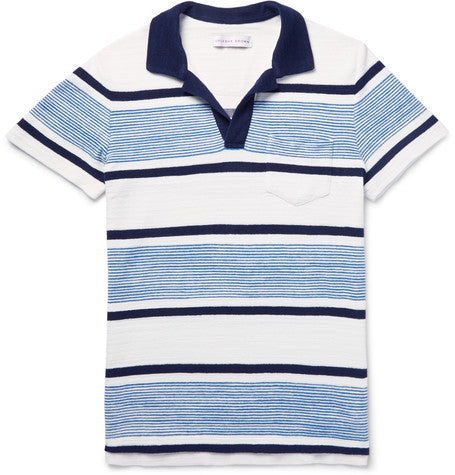 roland striped cotton terry polo shirt