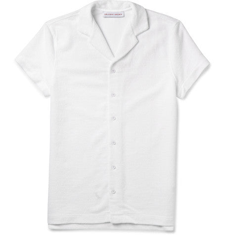travis camp collar cotton blend terry shirt