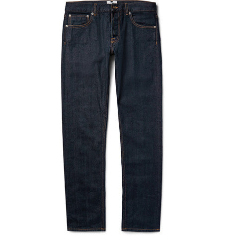 three 1778 slim fit selvedge stretch denim jeans