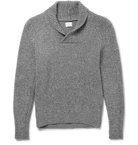 shawl collar wool and cashmere blend sweater