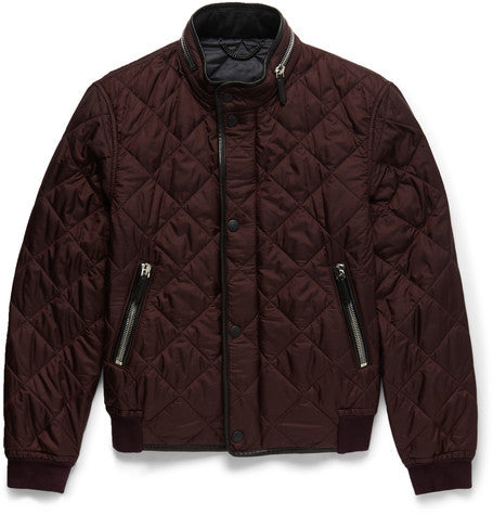 prorsum leather trimmed quilted shell bomber jacket