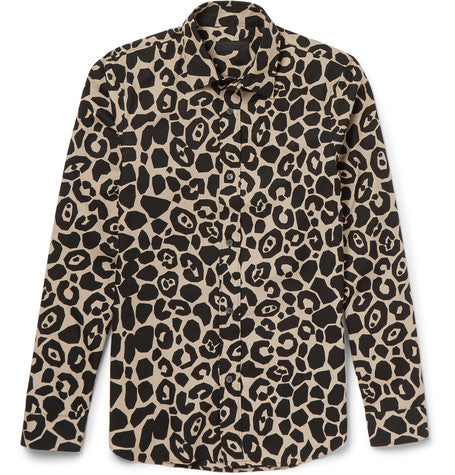 prorsum slim fit leopard print cotton poplin shirt