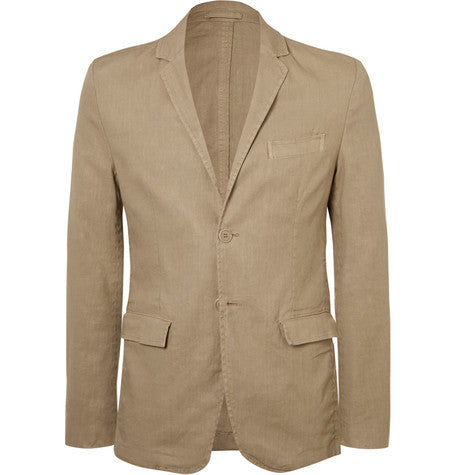 sand slim fit unstructured linen blend blazer